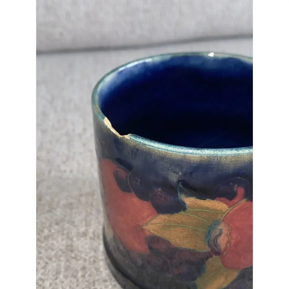 Rare Vintage Moorcroft Sterling Silver Art Pottery Jar & Spoon Antique Sugar
